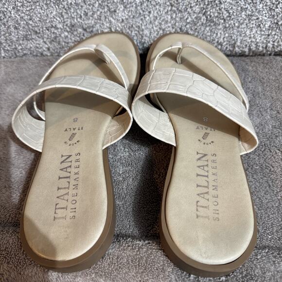 Italian Shoemakers Sandals Womens Size 8 Minimalist Chic Faux Croc Slip On - Picture 6 of 8